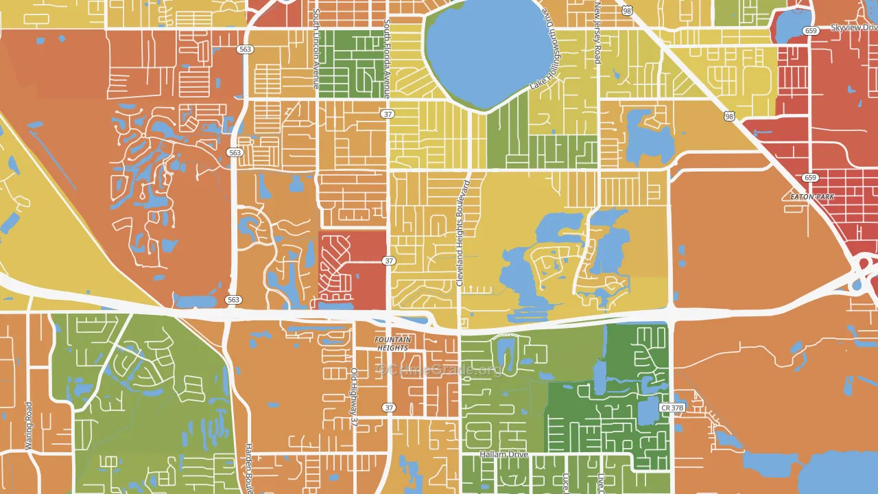 Cleveland Heights, Lakeland, FL Map of Theft Rates
