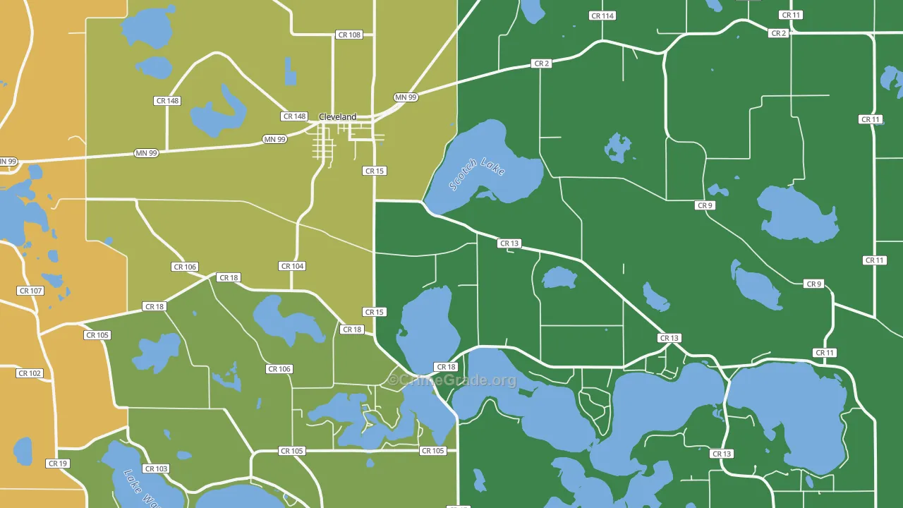 Cleveland, MN Map of Theft Rates