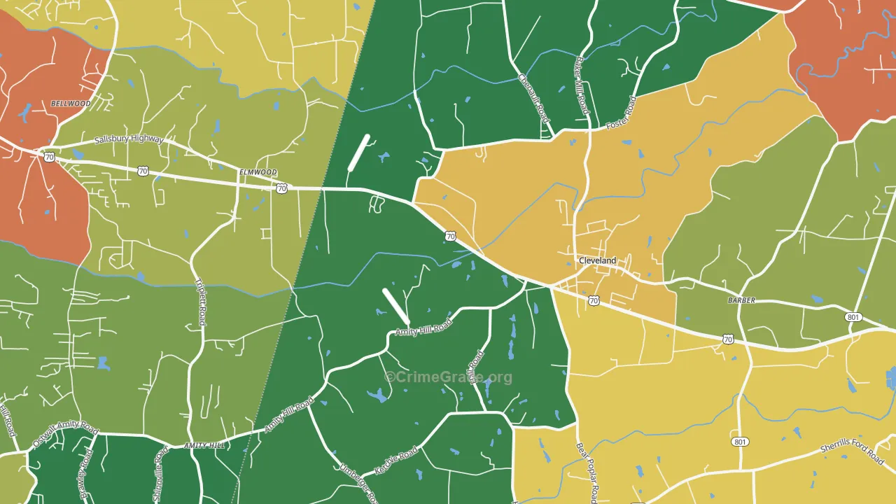 Cleveland, NC Map of Theft Rates