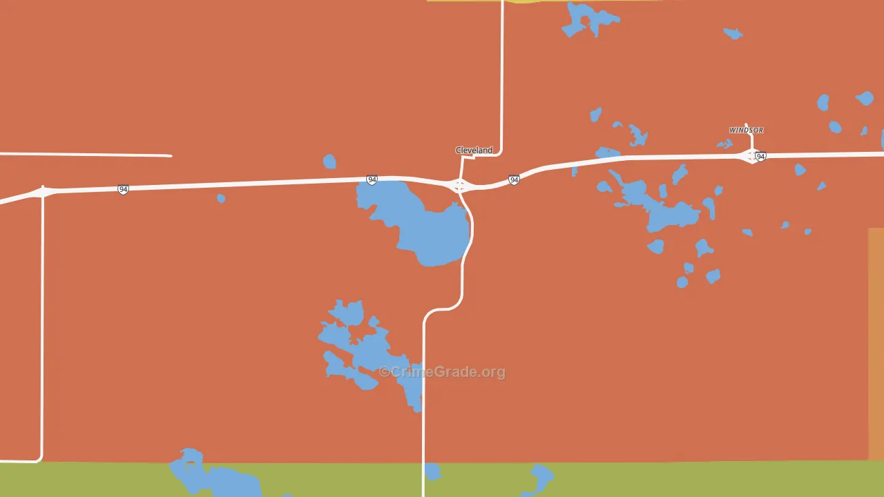 Cleveland, ND Map of Theft Rates