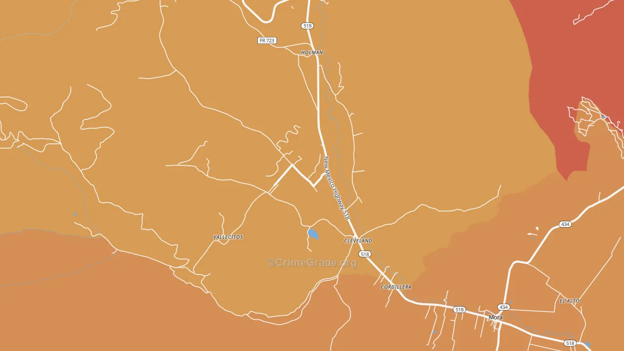 Cleveland, NM Map of Theft Rates