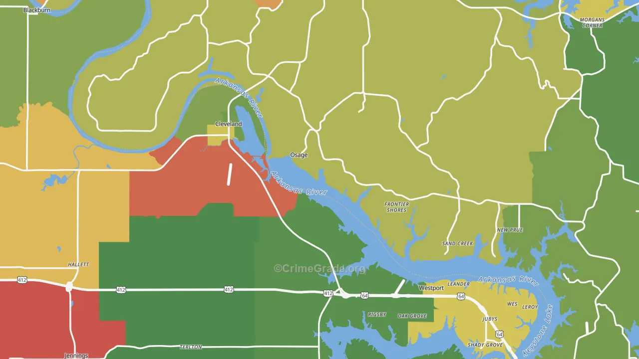 Cleveland, OK Map of Theft Rates