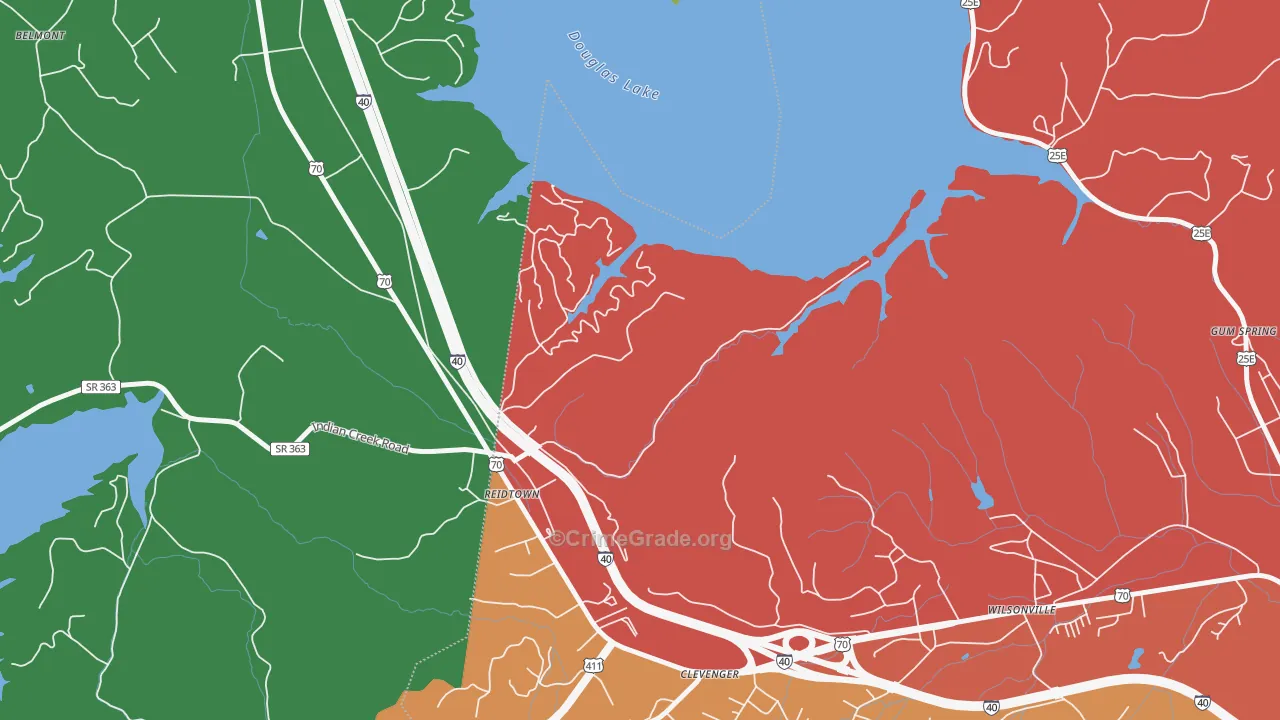 Clevenger, TN Map of Theft Rates
