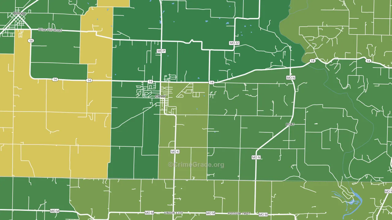 Clever, MO Map of Theft Rates
