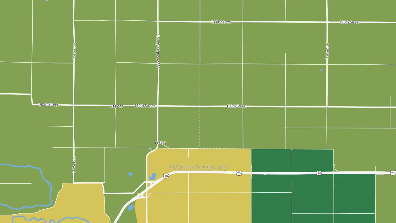 Cleves, IA Map of Theft Rates