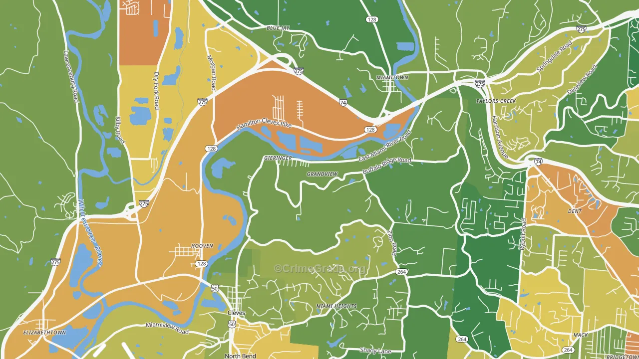 Cleves, OH Map of Theft Rates
