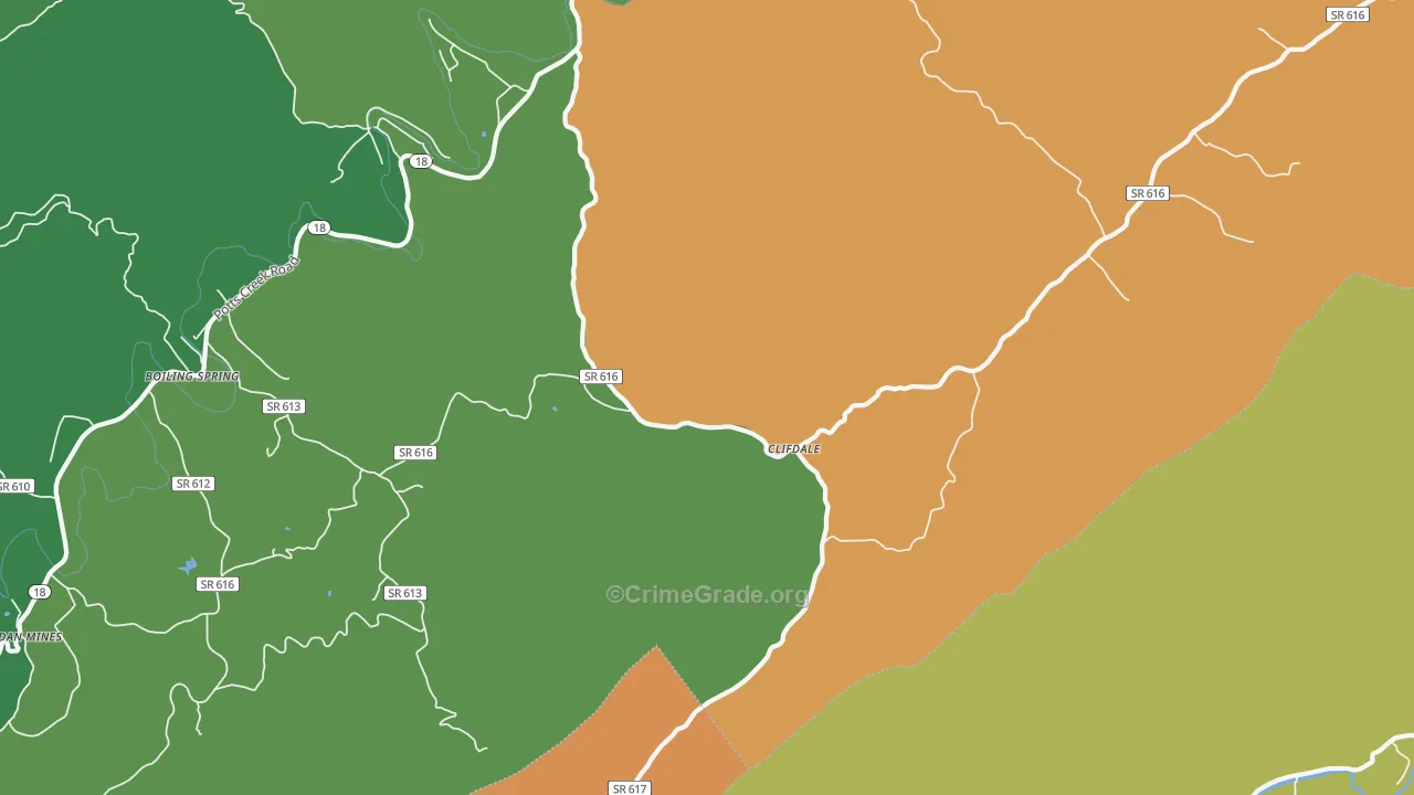 Clifdale, VA Map of Theft Rates