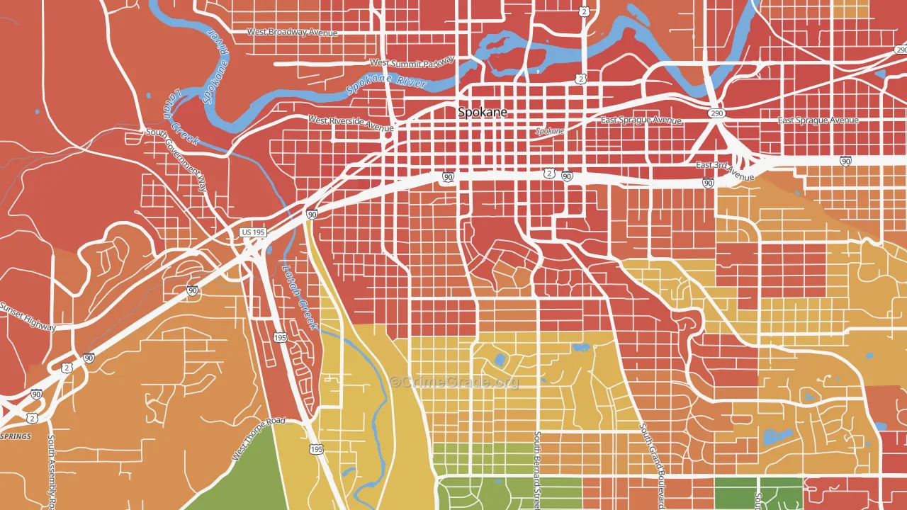 Cliffcannon, Spokane, WA Map of Theft Rates