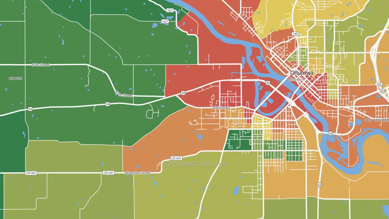 Cliffland, IA Map of Theft Rates