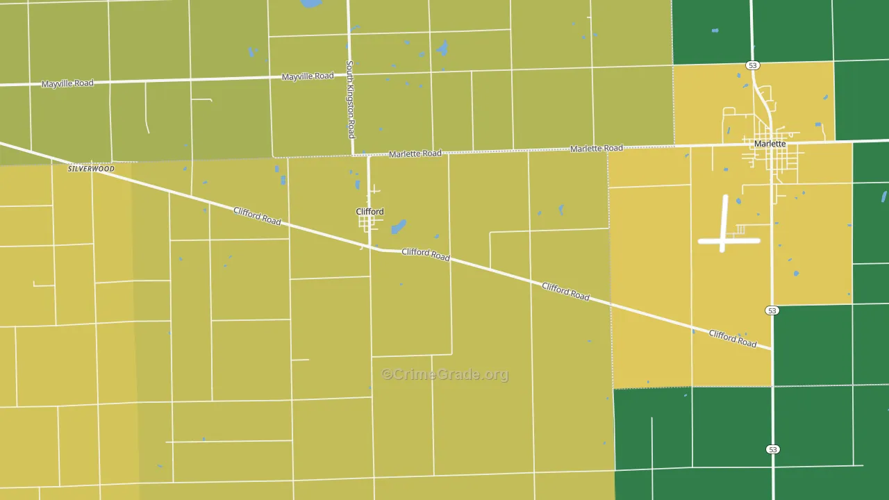 Clifford, MI Map of Theft Rates