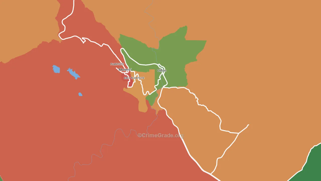 Clifton, AZ Map of Theft Rates