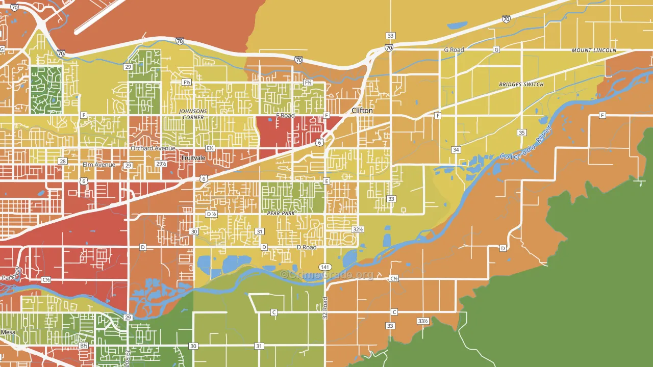 Clifton, CO Map of Theft Rates