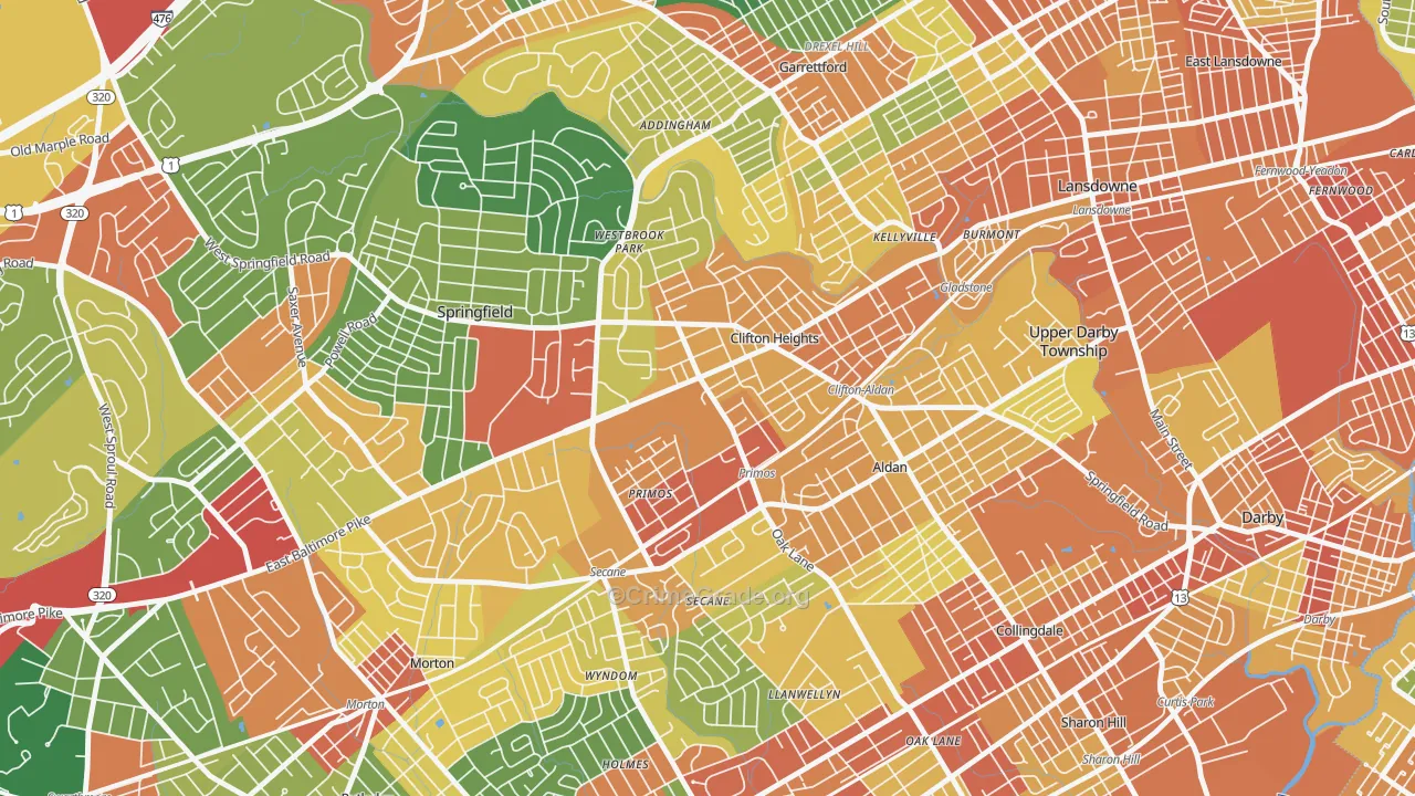 Clifton Heights, PA Map of Theft Rates