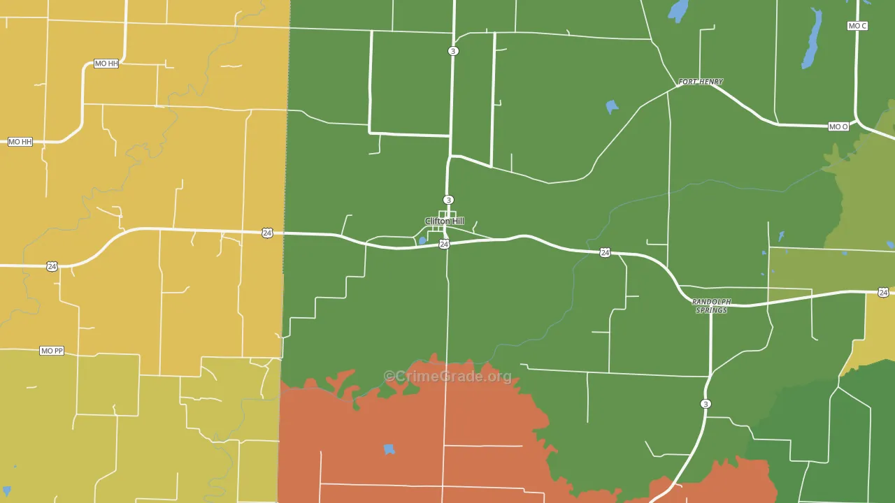 Clifton Hill, MO Map of Theft Rates