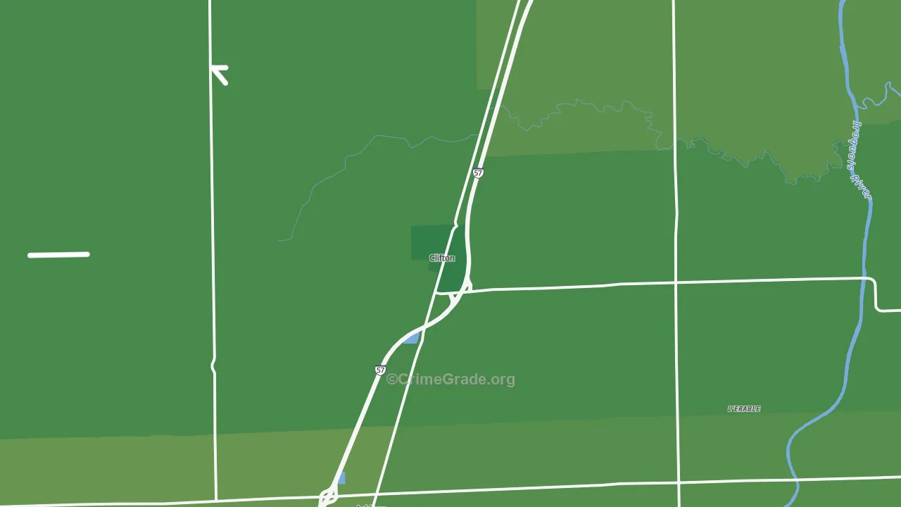 Clifton, IL Map of Theft Rates