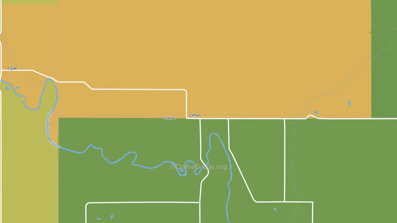 Clifton, KS Map of Theft Rates