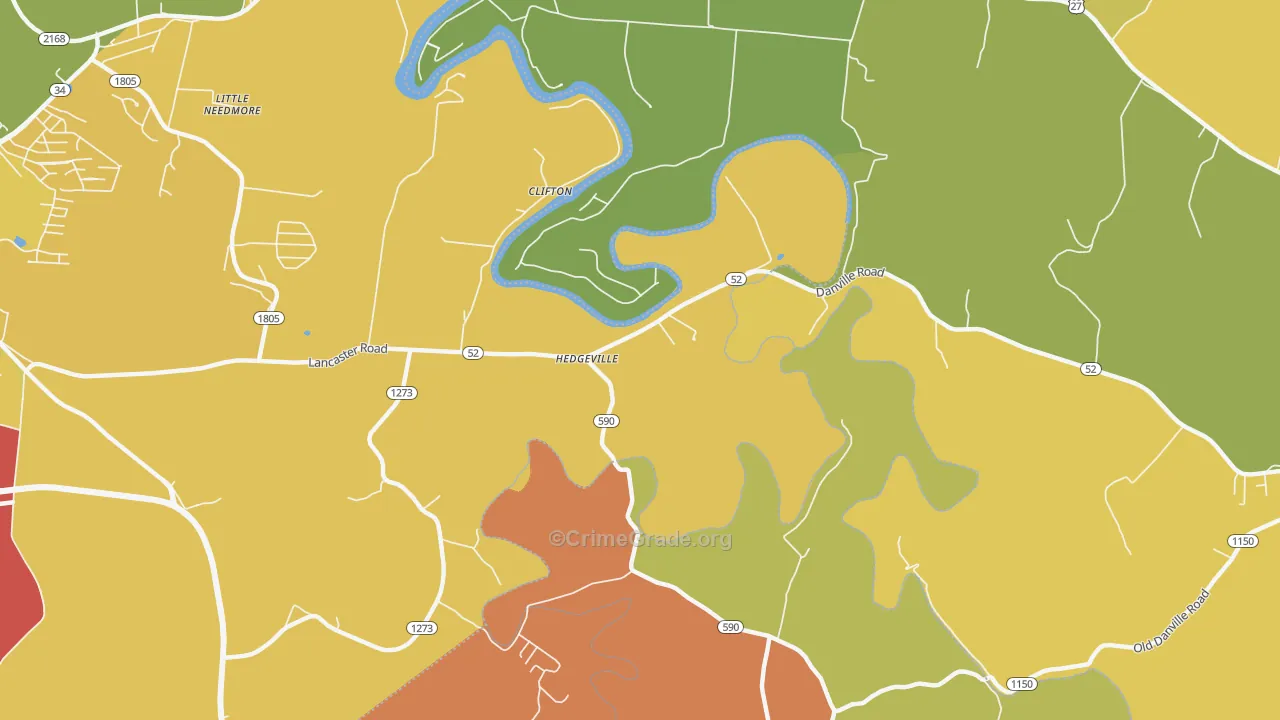 Clifton, KY Map of Theft Rates