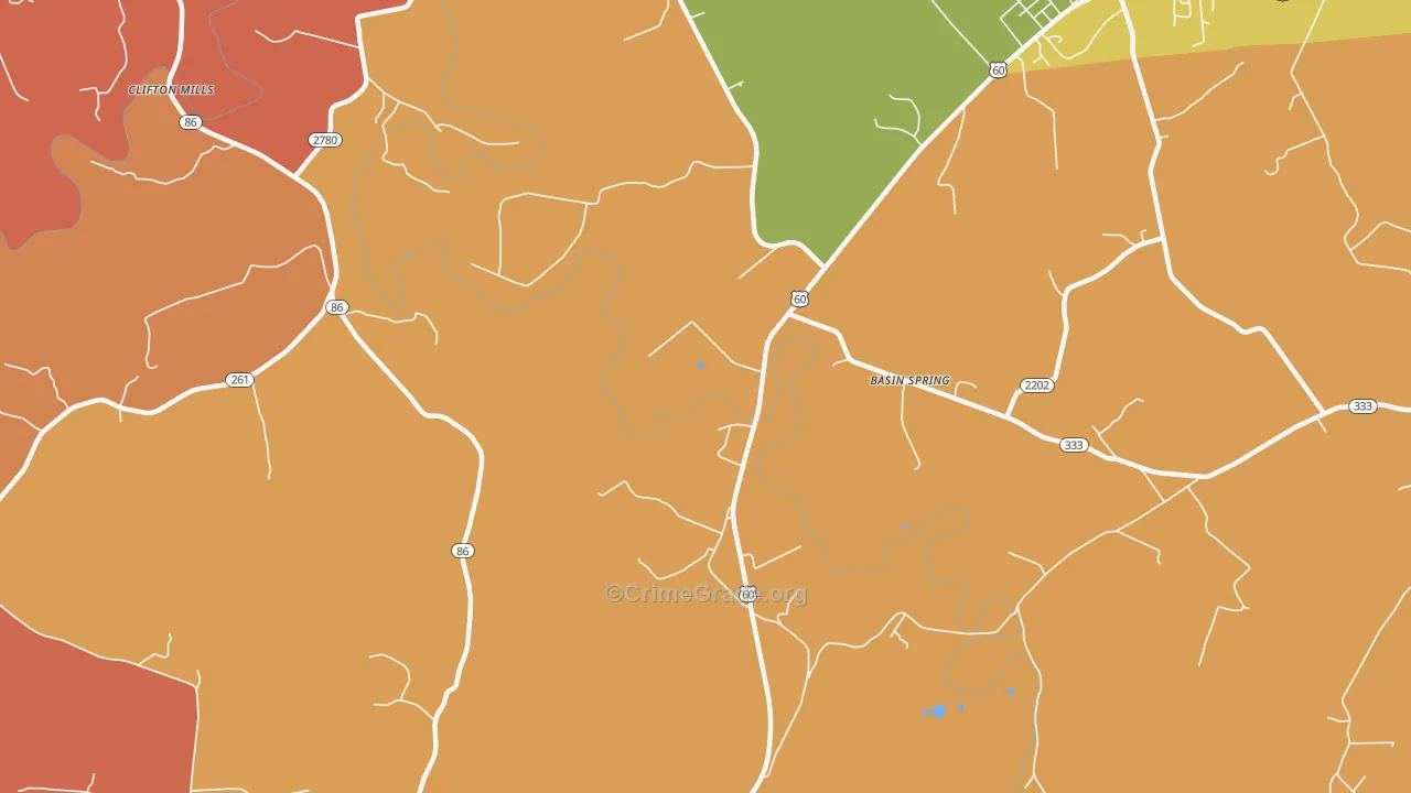Clifton Mills, KY Map of Theft Rates