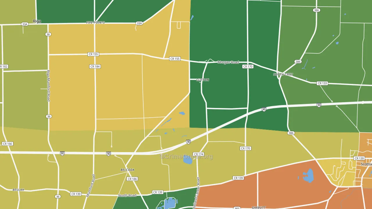 Clifton, NY Map of Theft Rates