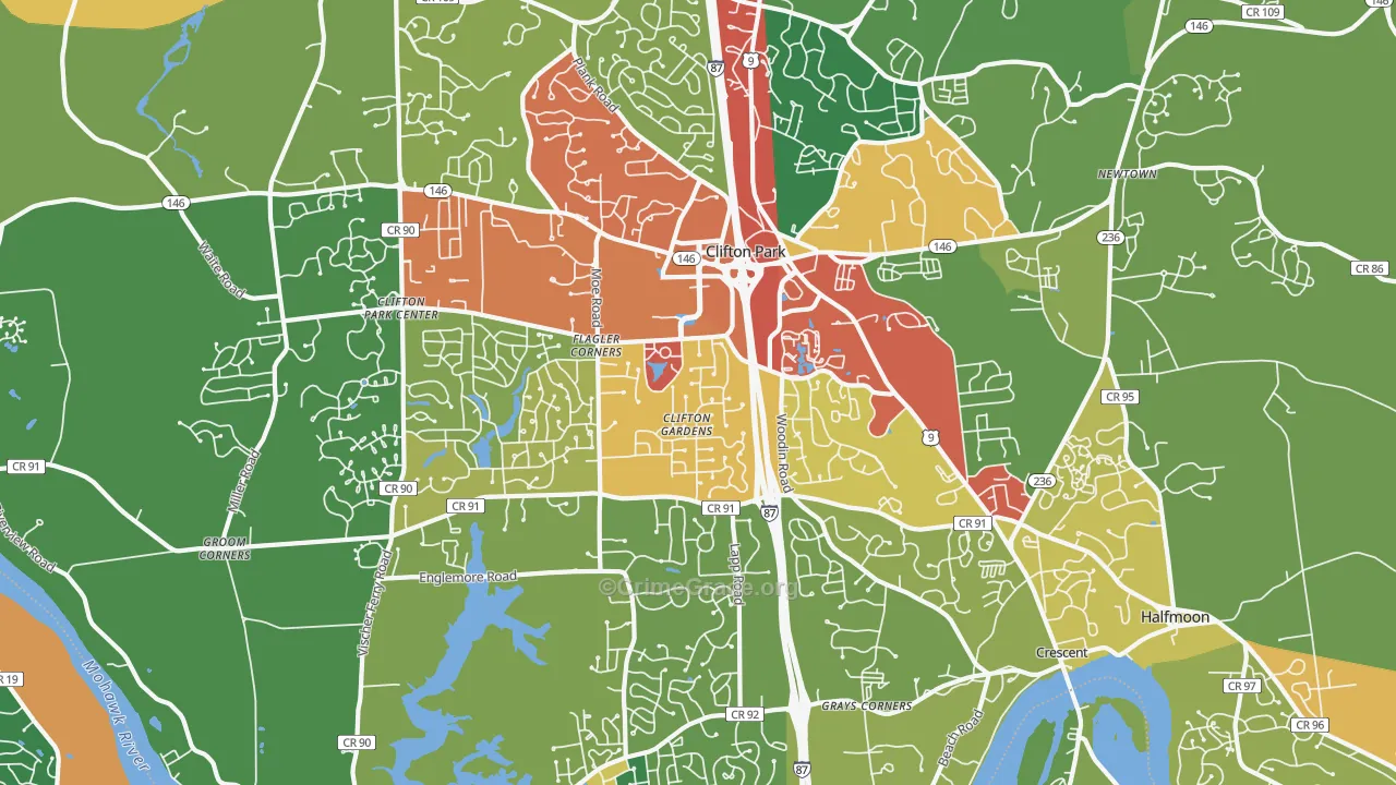 Clifton Park, NY Map of Theft Rates