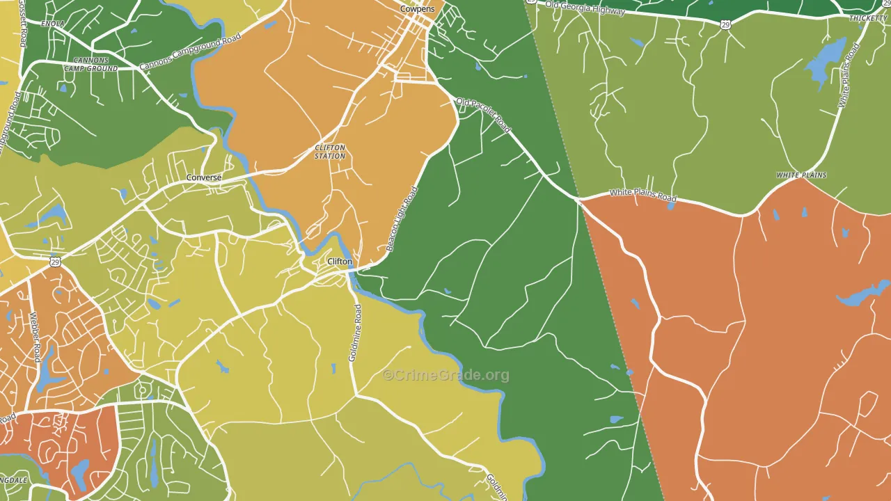 Clifton, SC Map of Theft Rates