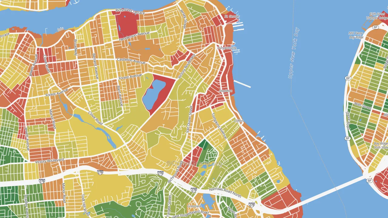 Clifton, Staten Island, NY Map of Theft Rates