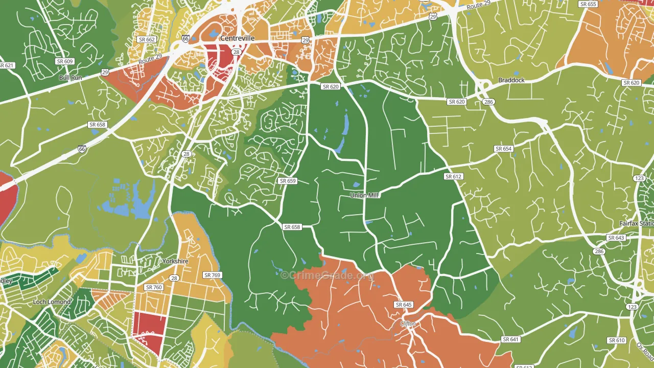 Clifton, VA Map of Theft Rates