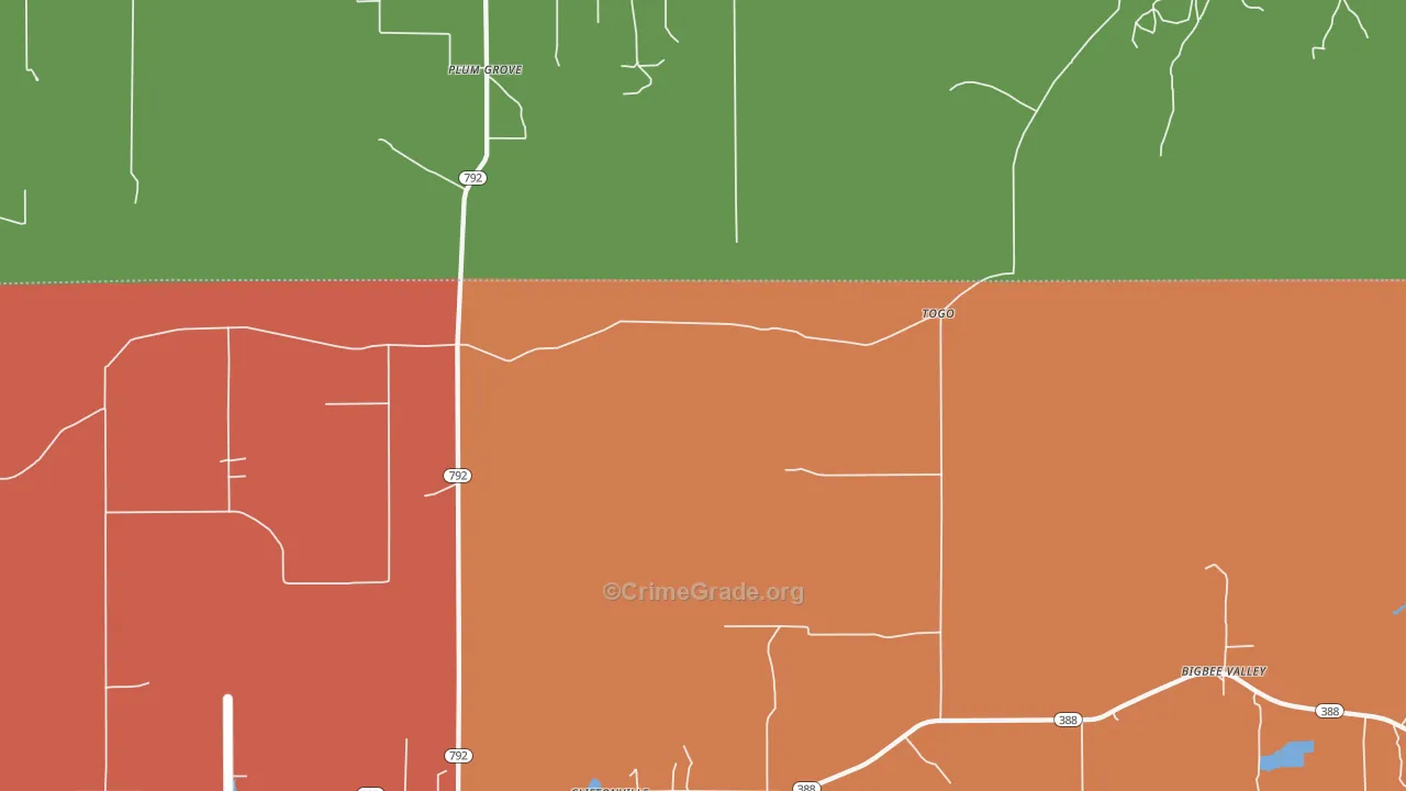 Cliftonville, MS Map of Theft Rates