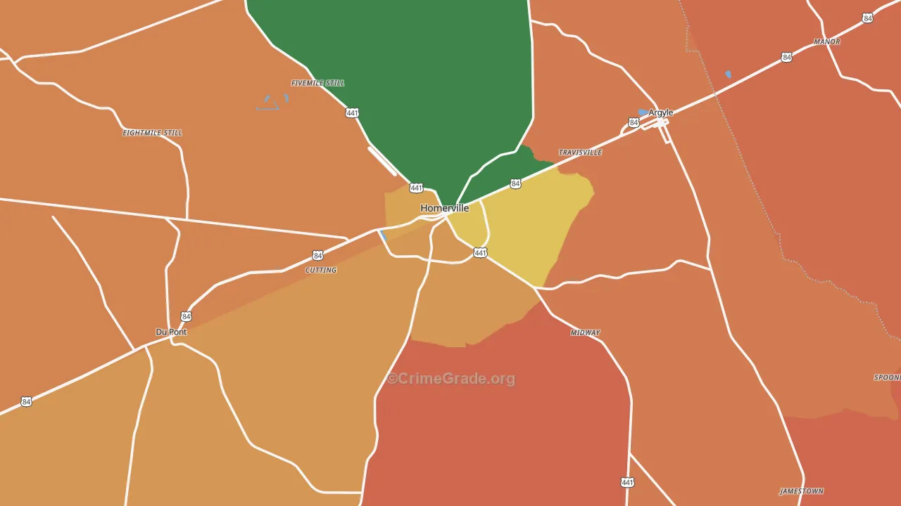 Clinch County, GA Map of Theft Rates