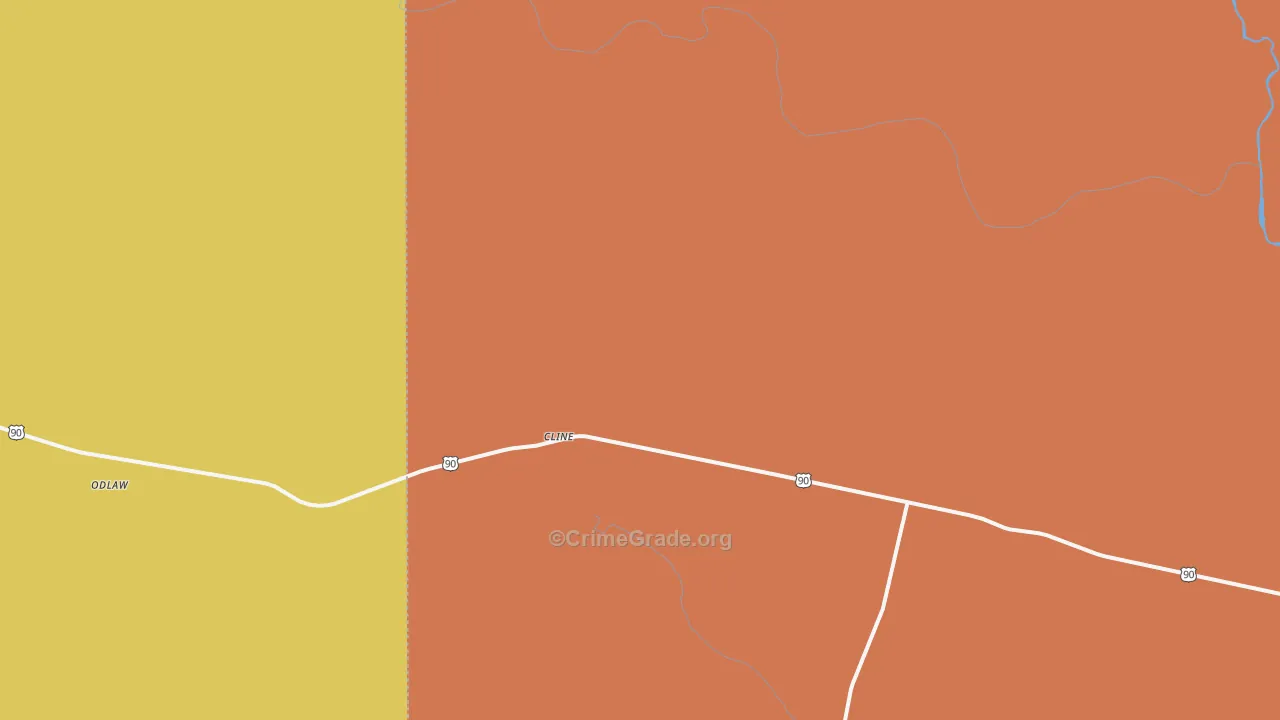 Cline, TX Map of Theft Rates