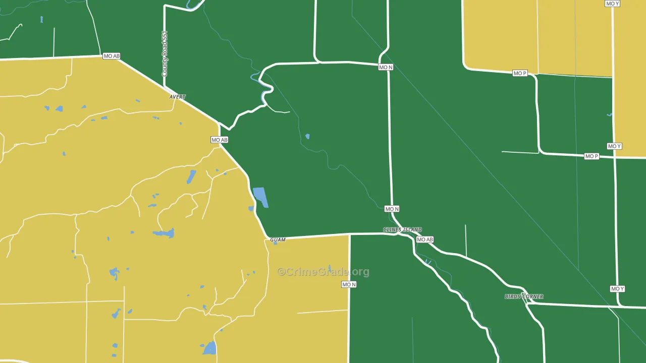 Clines Island, MO Map of Theft Rates
