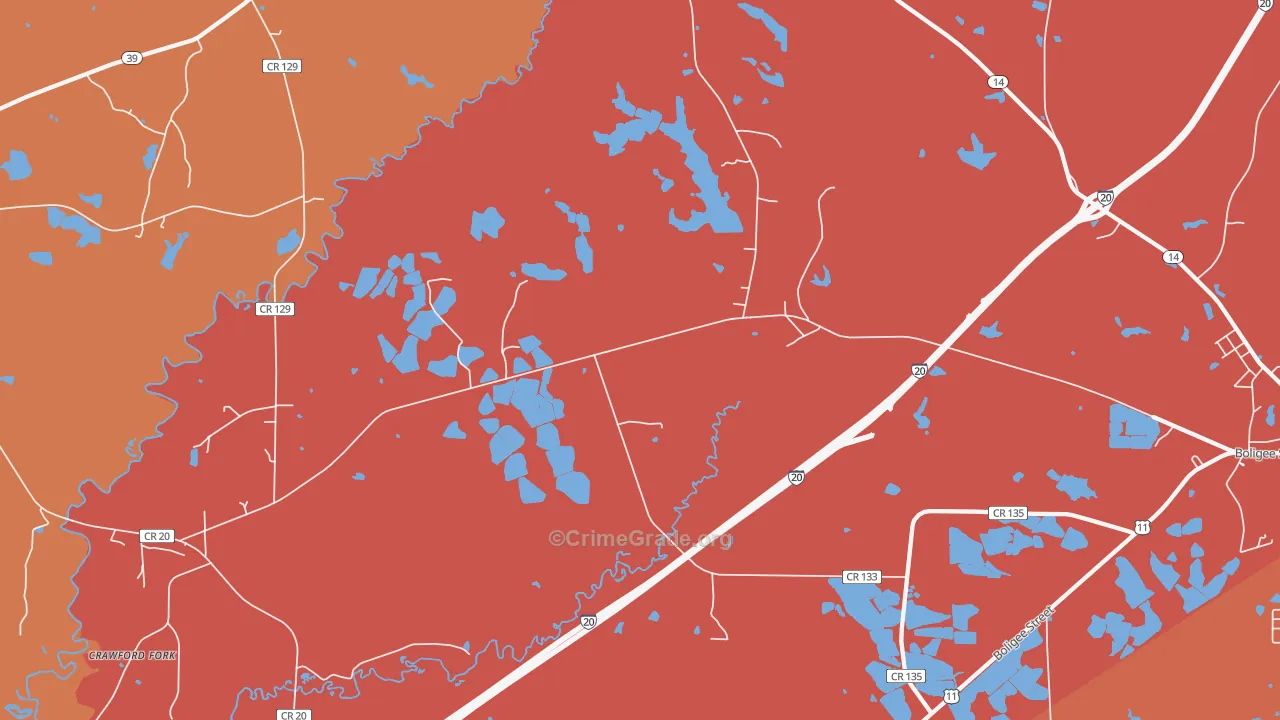 Clinton, AL Map of Theft Rates