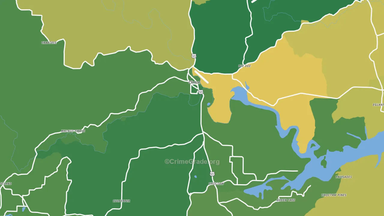 Clinton, AR Map of Theft Rates