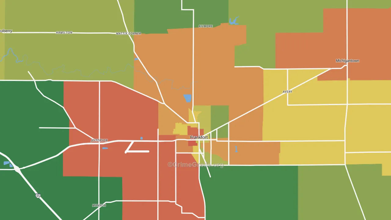 Clinton County, IN Map of Theft Rates