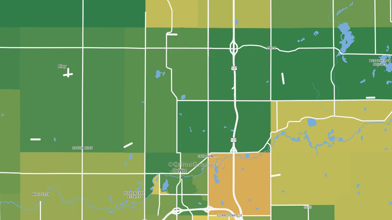 Clinton County, MI Map of Theft Rates