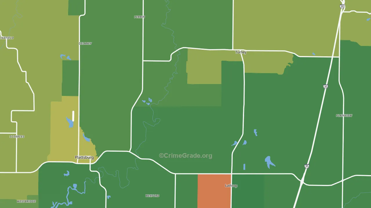 Clinton County, MO Map of Theft Rates