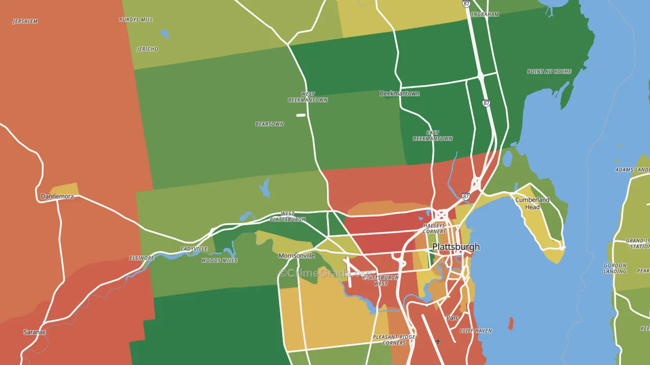 Clinton County, NY Map of Theft Rates
