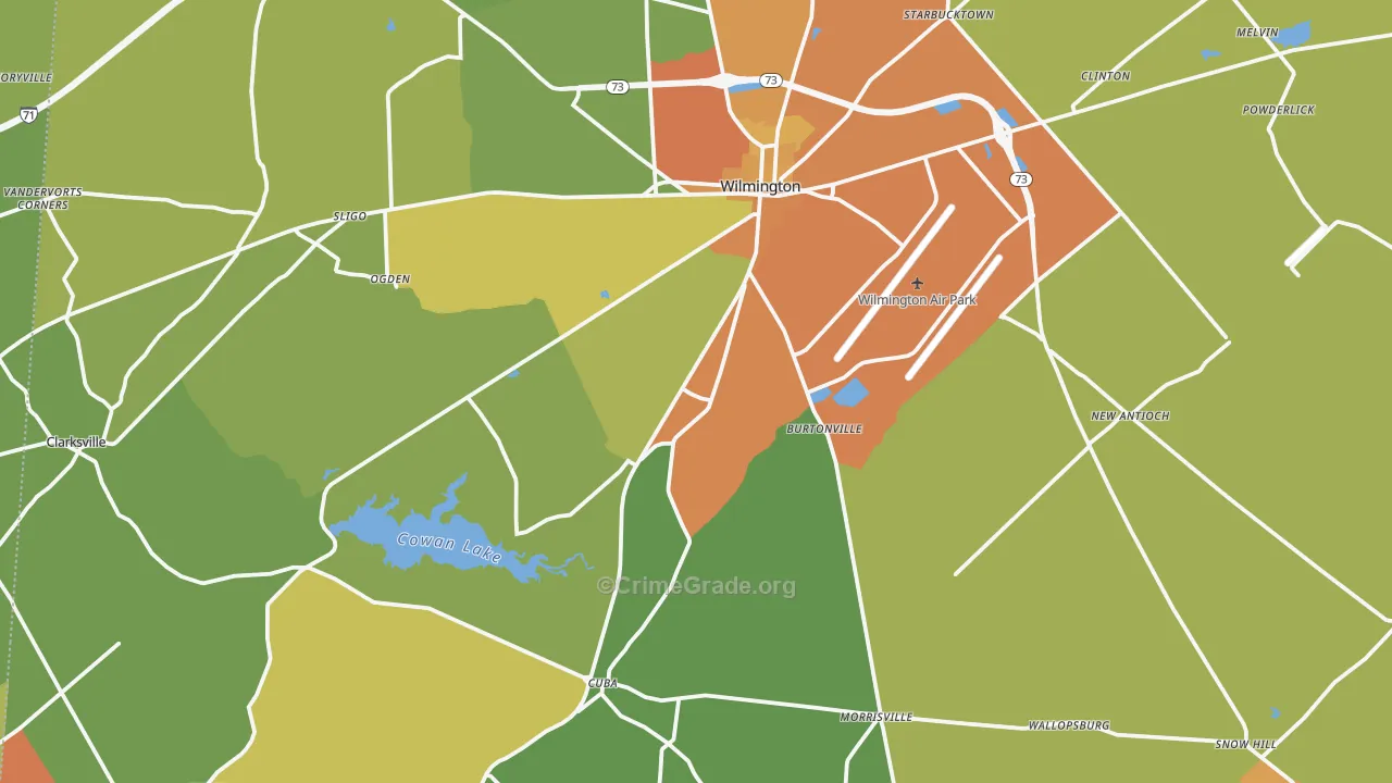 Clinton County, OH Map of Theft Rates