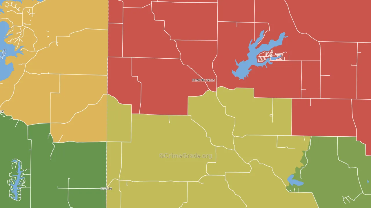 Clinton Falls, IN Map of Theft Rates
