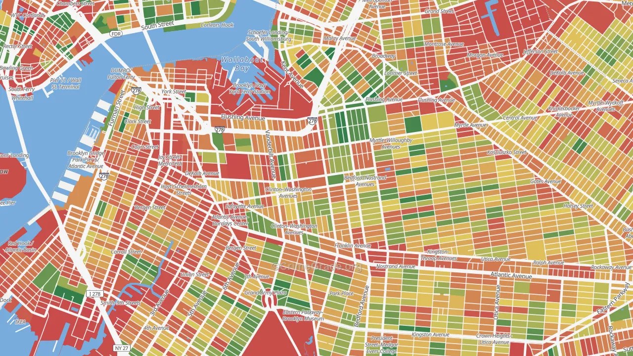 Clinton Hill, Brooklyn, NY Map of Theft Rates