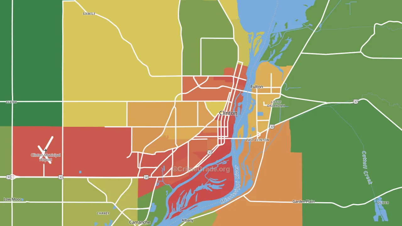 Clinton, IA Map of Theft Rates