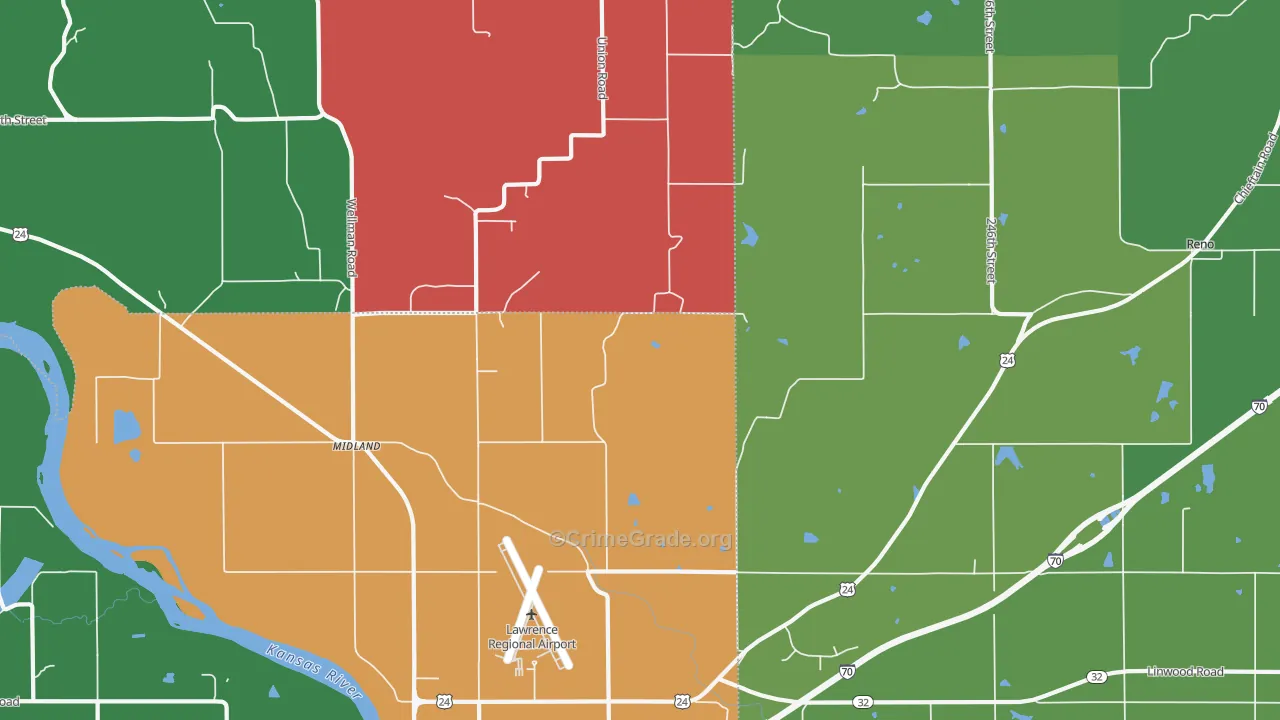 Clinton, KS Map of Theft Rates