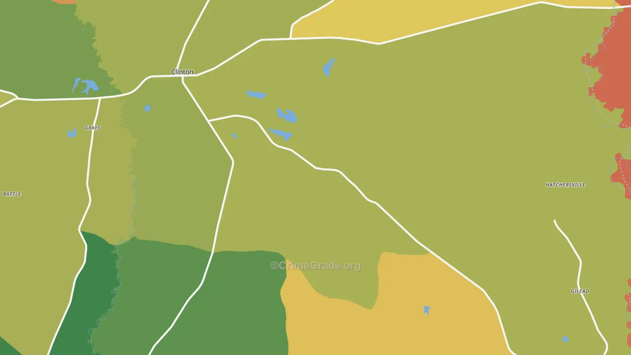 Clinton, LA Map of Theft Rates