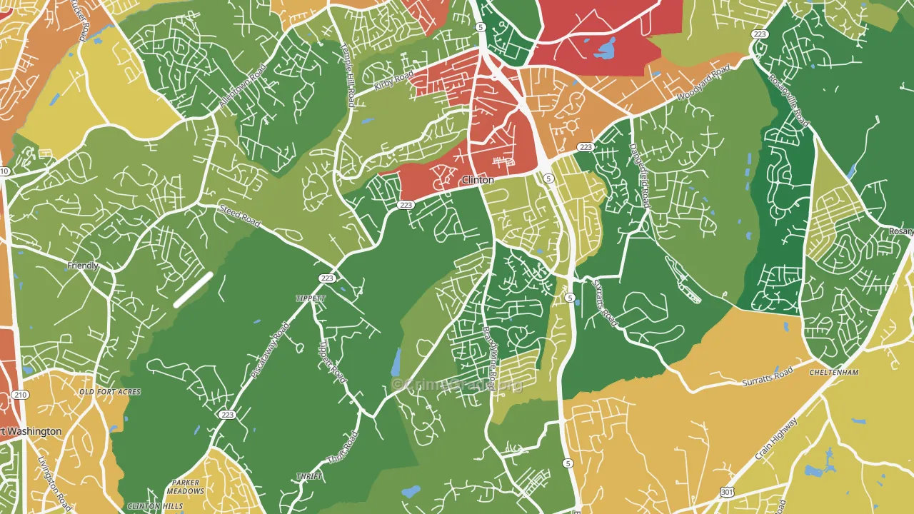 Clinton, MD Map of Theft Rates