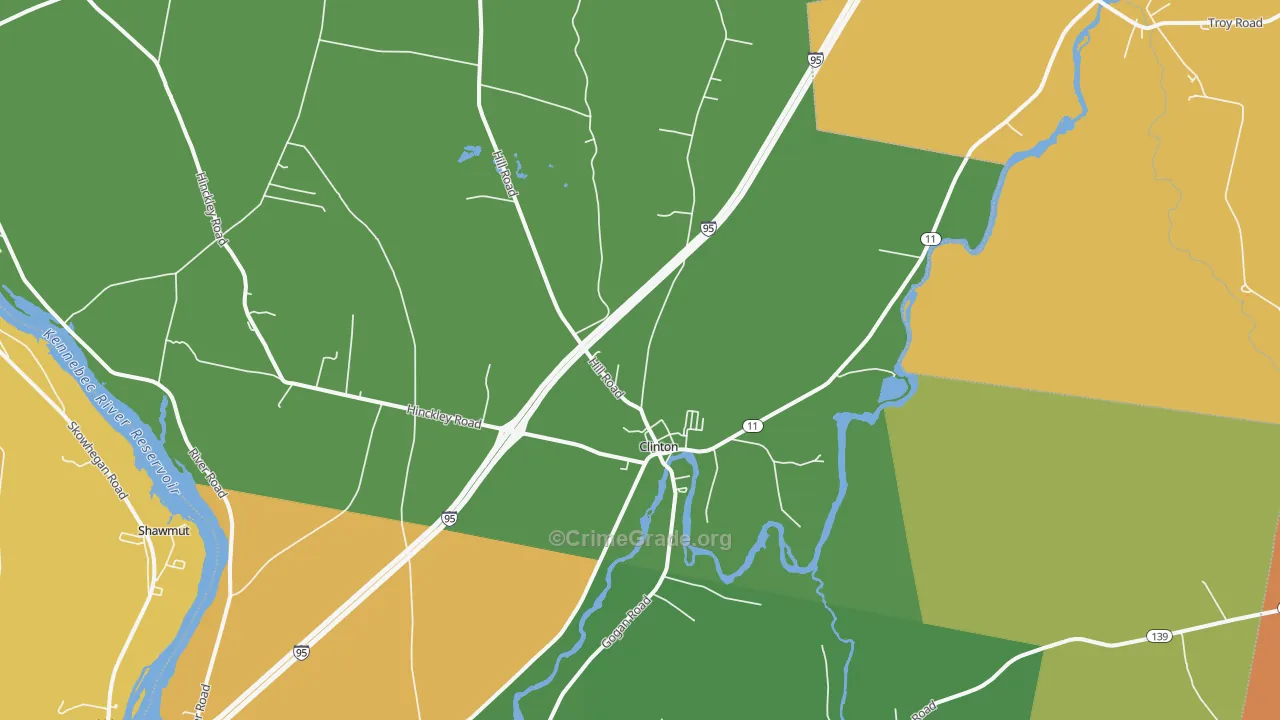 Clinton, ME Map of Theft Rates