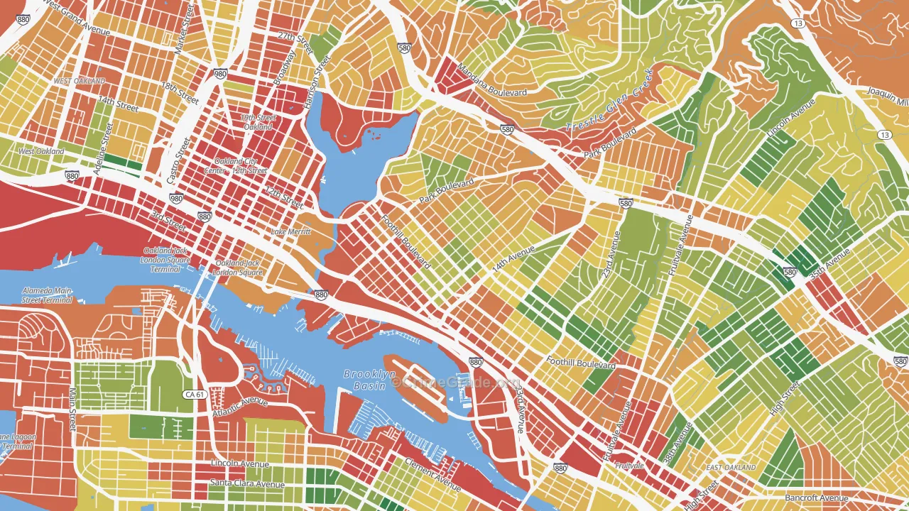 Clinton, Oakland, CA Map of Theft Rates