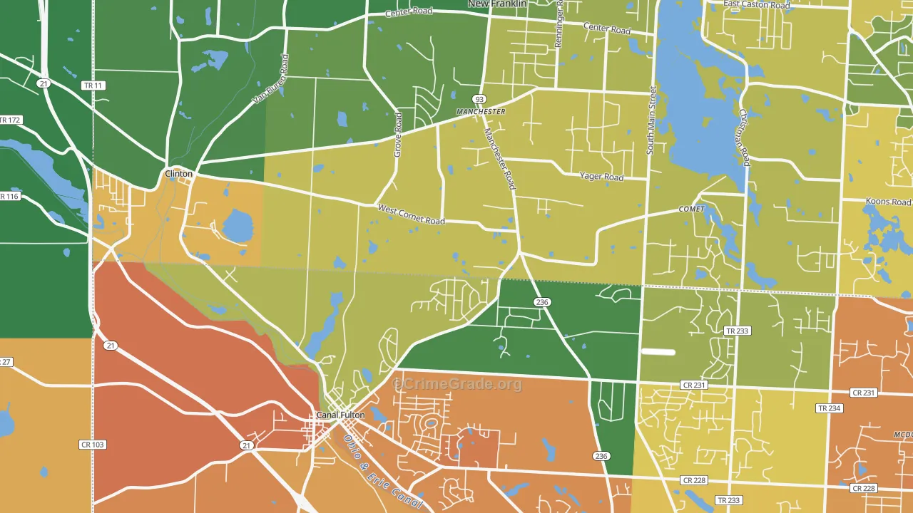 Clinton, OH Map of Theft Rates
