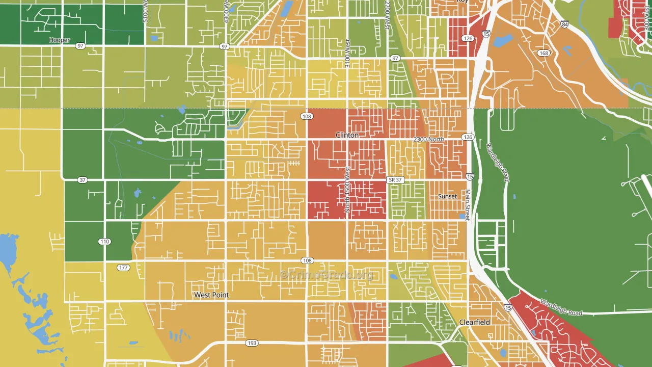 Clinton, UT Map of Theft Rates