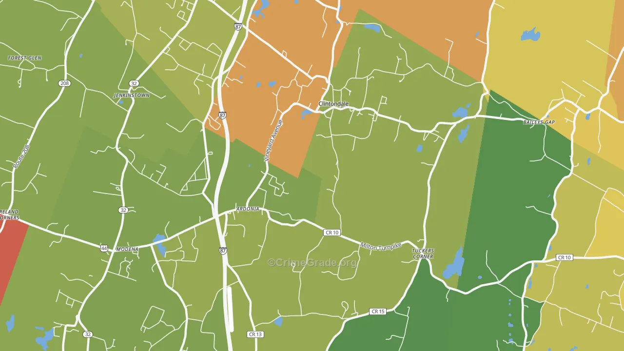 Clintondale, NY Map of Theft Rates