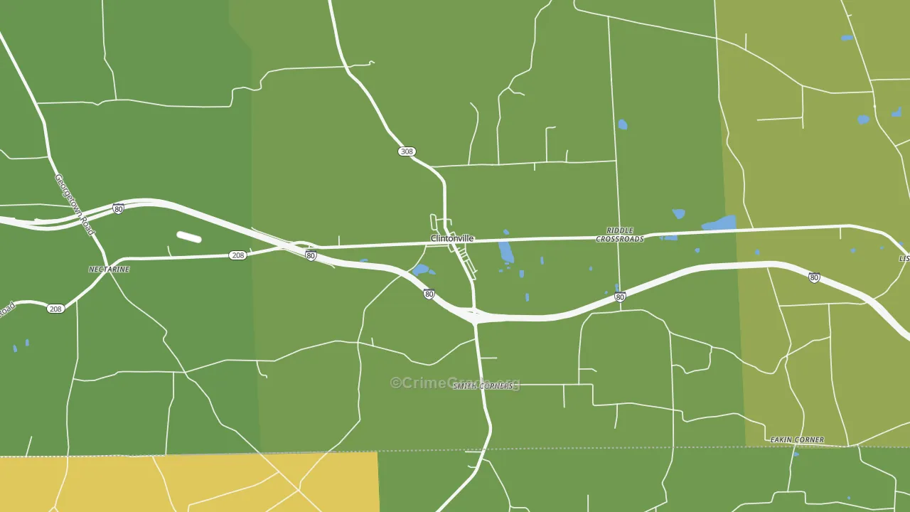 Clintonville, PA Map of Theft Rates